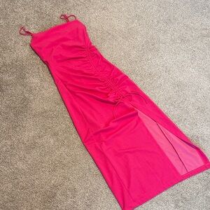 Hot Pink Midi Dress - Small